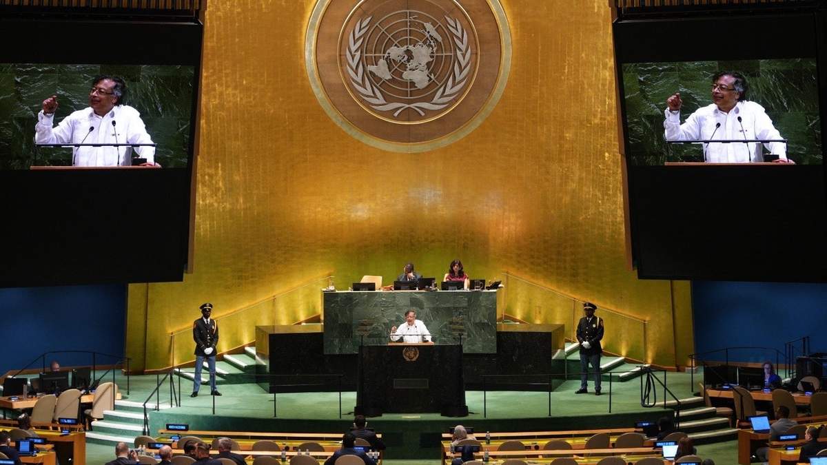 El mandatario colombiano durante la sesión de la ONU