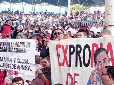 Con protestas reciben a Sheinbaum en Coahuila; anuncia programa de producción de carne