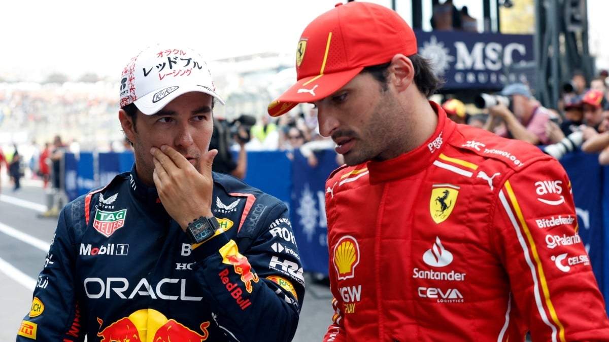 Carlos Sainz y Checo Pérez. Fuente: (Twitter)
