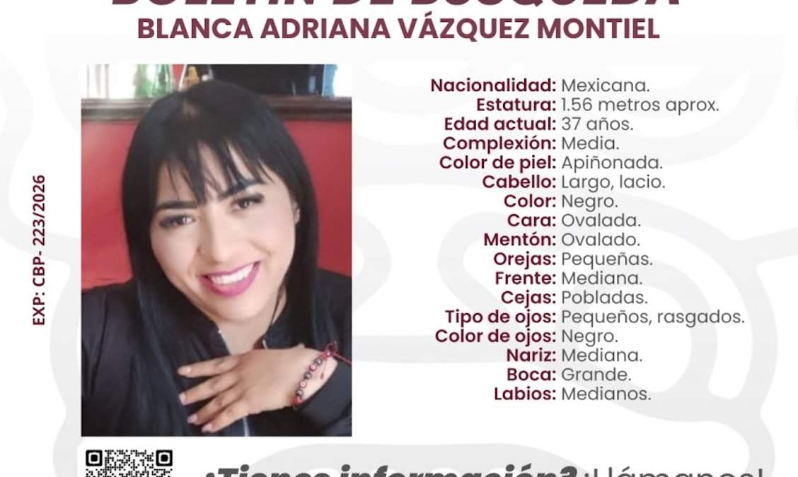 Boletín de Búsqueda de Blanca Adriana Vázquez Montiel