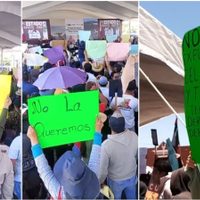Pobladores de San José Chiapa protestan contra polo de economía circular durante evento de Armenta