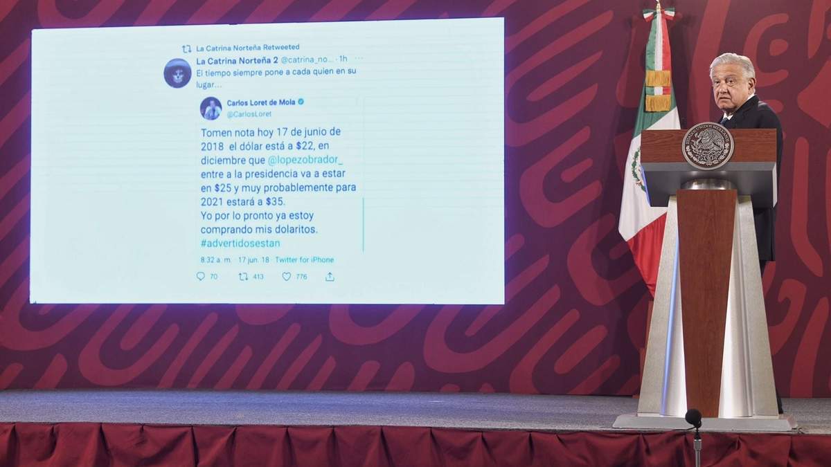 AMLO exhibió un supuesto tuit de Loret de Mola del 2018