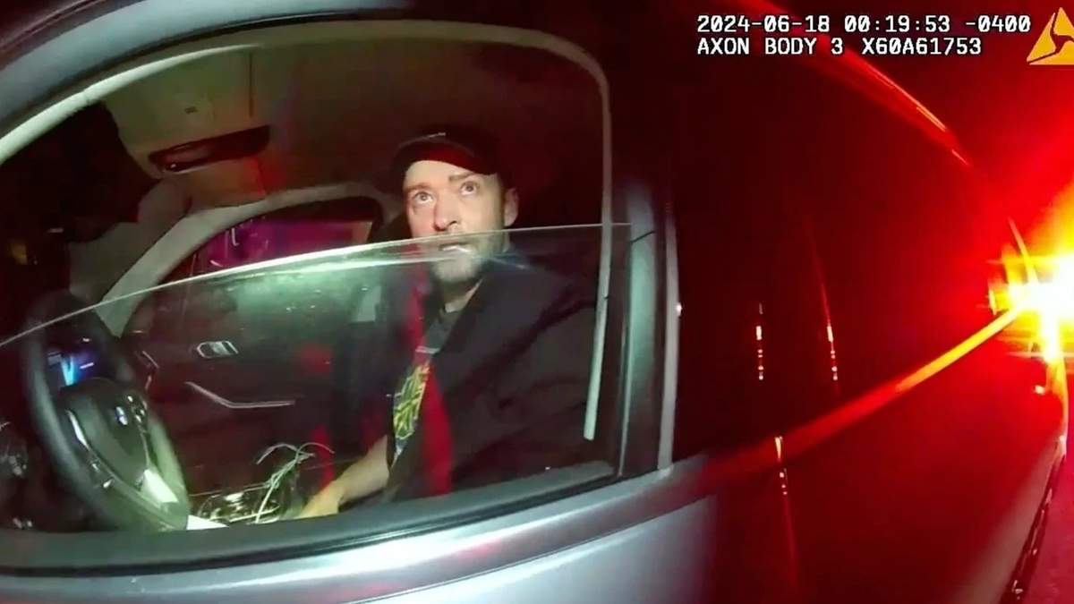 Publican video policial del arresto de Justin Timberlake por conducir ebrio en 2024