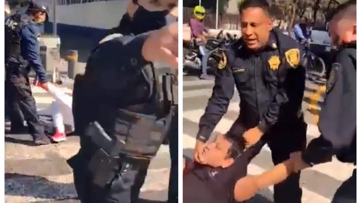 Los policías golpearon y jalonearon a la pareja