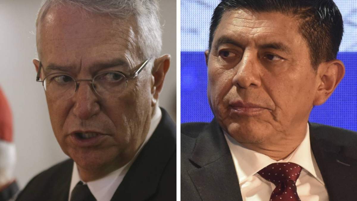 El empresario Ricardo Salinas Pliego y el gobernador de Oaxaca Salomón Jara