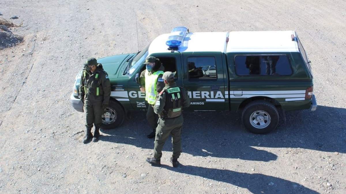 Gendarmería en el lugar de las protestas. Fuente: (Twitter)