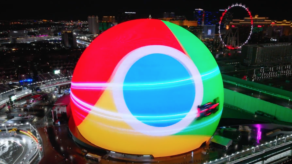 Publicidad de Google Chrome en el Sphrere de Las Vegas