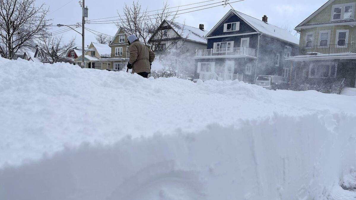 Una escena de la tormenta invernal en Buffalo, Nueva York