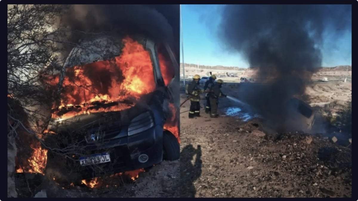 Auto incendiado en el Cañadón de las Cabras. Fuente: (Noticias 7)
