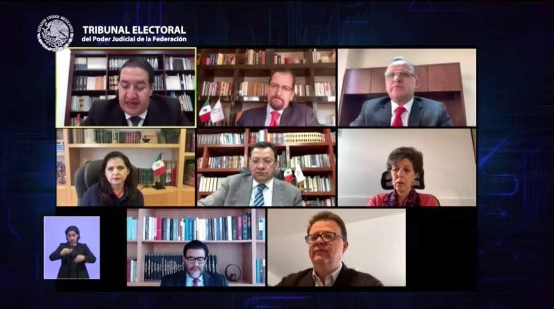 Los magistrados en sesión virtual