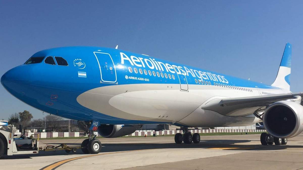 Avión de Aerolíneas Argentinas. Fuente: (Twitter)