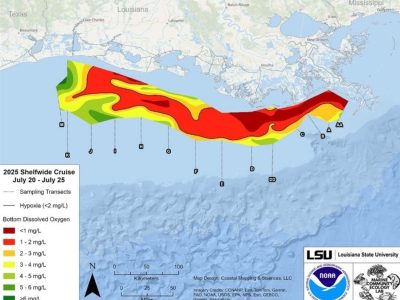 La "zona muerta" del Golfo de México cae un 21% menos de lo previsto