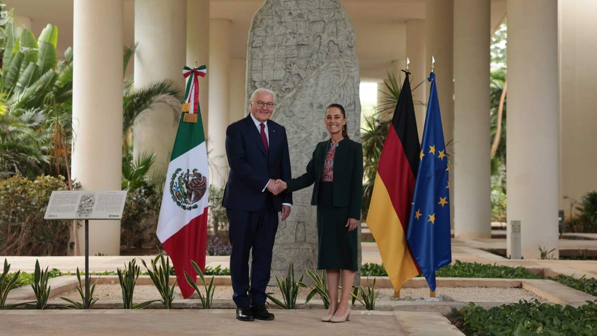 La presidenta Claudia Sheinbaum con su homólogo de Alemania, Frank-Walter Steinmeier