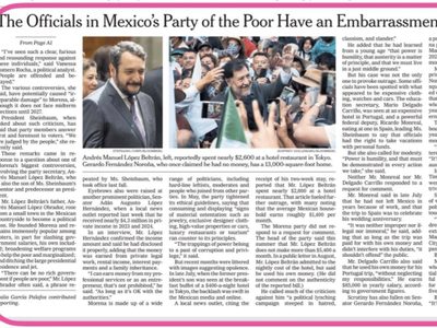 El diario The New York Times destaca los lujos de integrantes de Morena