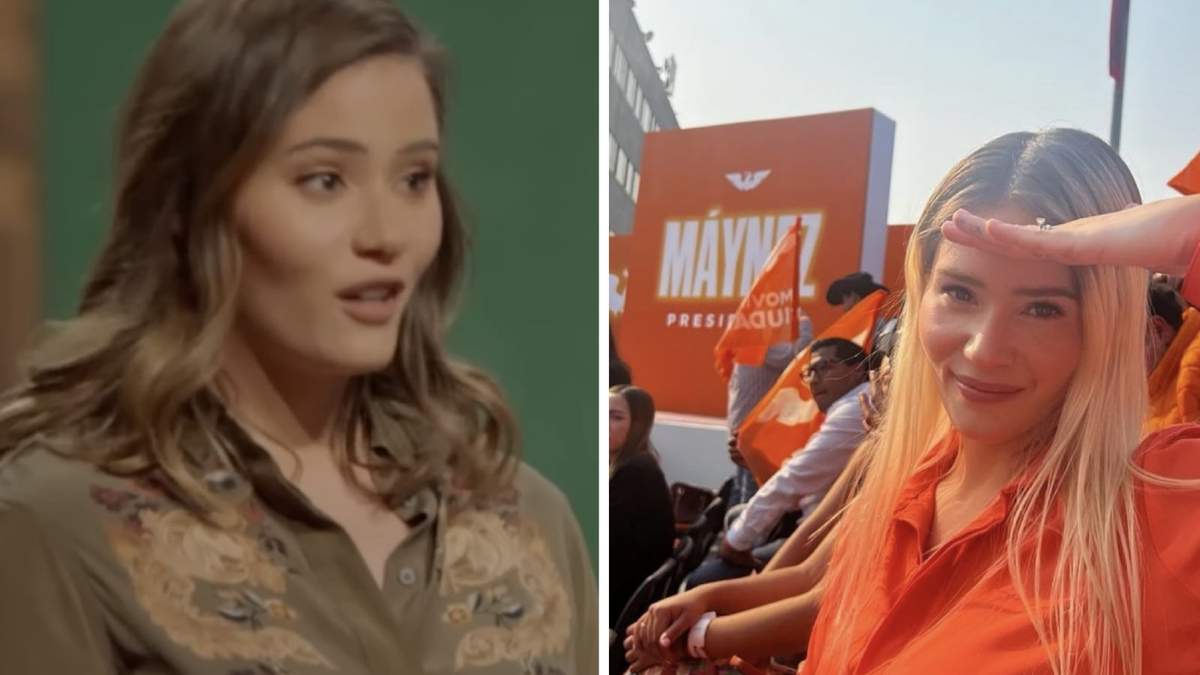 La emprendedora en 2019 en su frustrada participación en Shark Tank, y en un acto de apoyo al candidato presidencial Jorge Álvarez Máynez