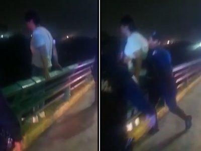 Policías rescatan a suicida en puente vehicular de Guadalupe, Nuevo León