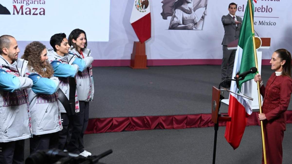 La presidenta Claudia Sheinbaum abanderó a la delegación mexicana que asistirá a los Juegos Olímpicos de Invierno Milano-Cortina 2026
