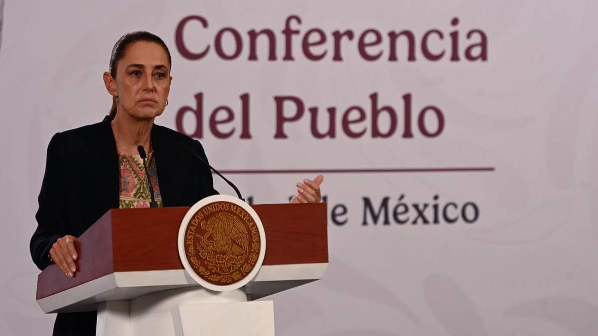 La presidenta Sheinbaum durante la conferencia en Palacio Nacional