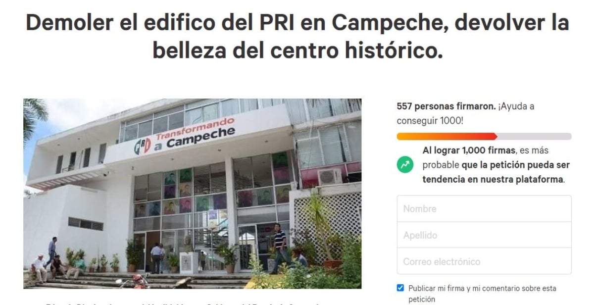La petición en publicada en la plataforma
