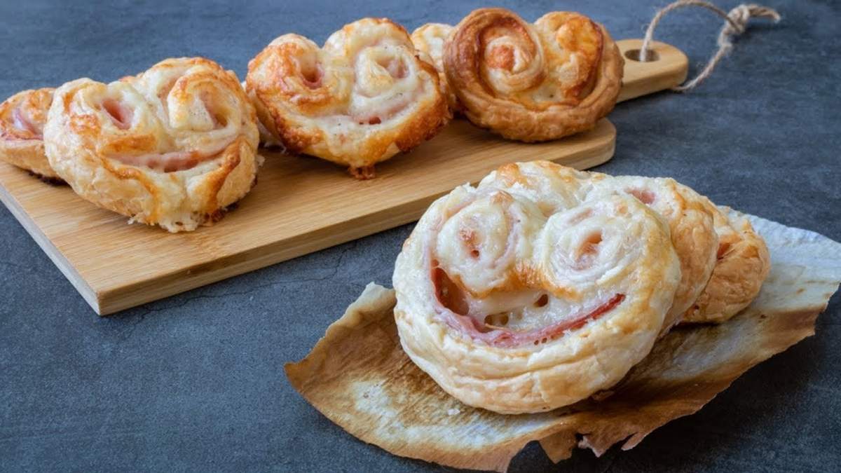 Palmeritas de jamón y queso. Fuente: (YouTube)