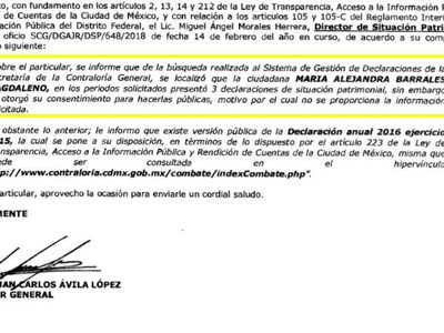 Barrales ocultó compra de inmueble en Miami y no autorizó que sus declaraciones  sean públicas