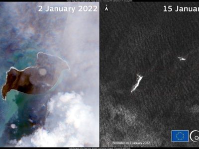 Tras violenta erupción, desaparece la isla del volcán de Tonga