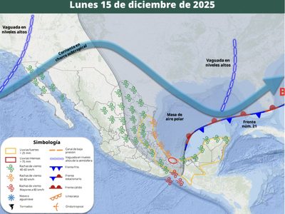 Frente frío 21 seguirá azotando al país; lluvias fuertes de lunes a jueves en los siguientes estados