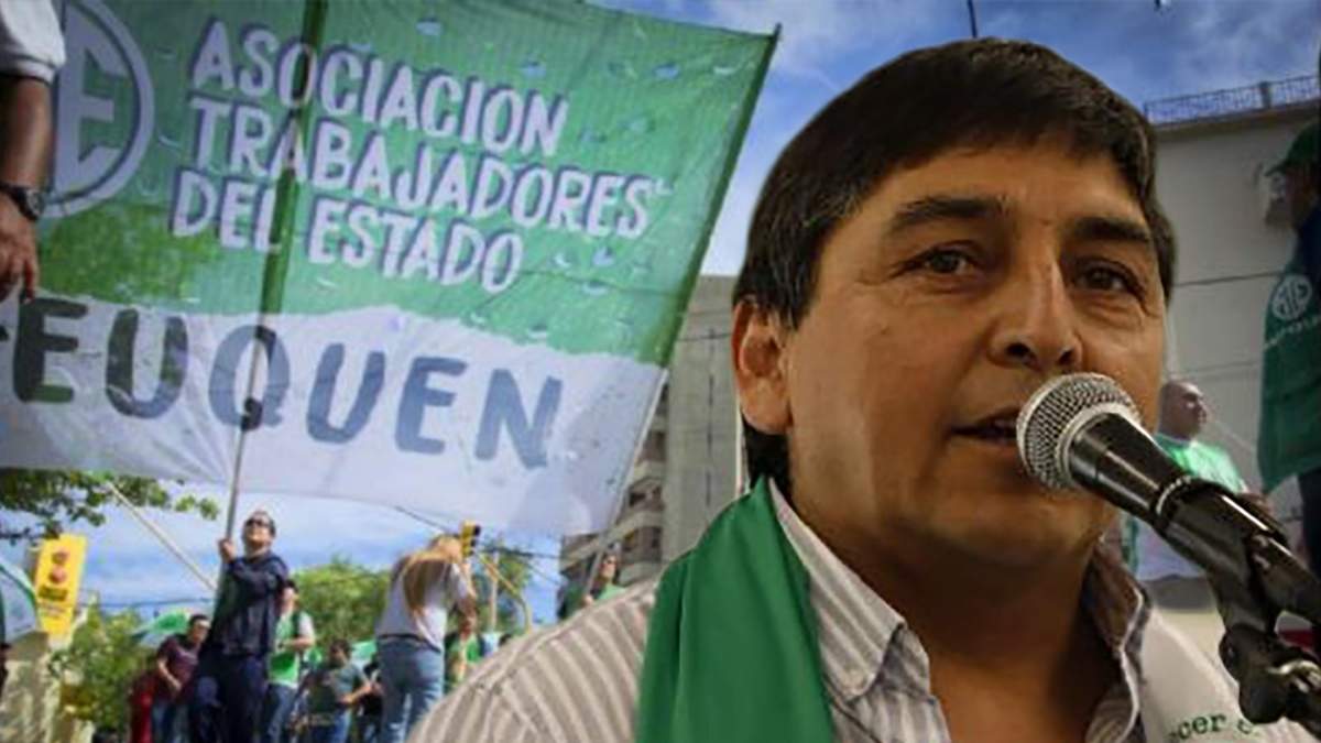 Carlos Quintriqueo, secretario general de ATE Neuquén. Fuente: (Minuto Neuquén)