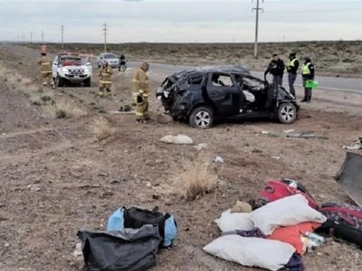 Una familia que viajaba de Buenos Aires a Bariloche volcó sobre la Ruta 237