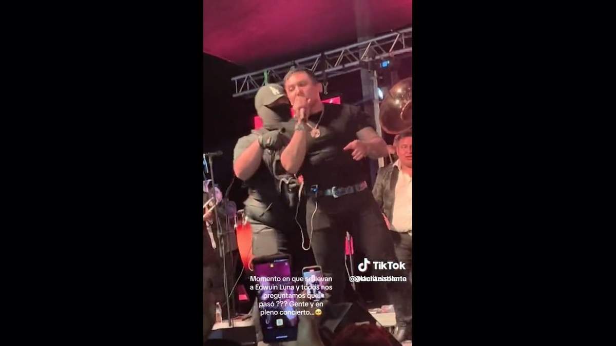 El cantante en el momento en el que era retirado por el personal de seguridad
