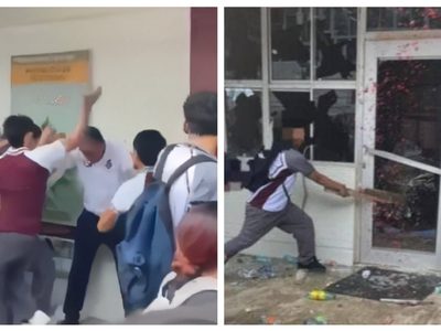 Golpean a director de CETis en Altamira durante protesta por acoso sexual (Videos)