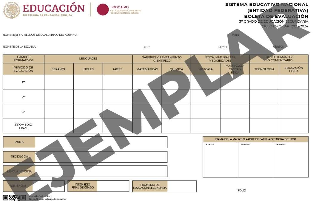 Nueva boleta de calficaciones