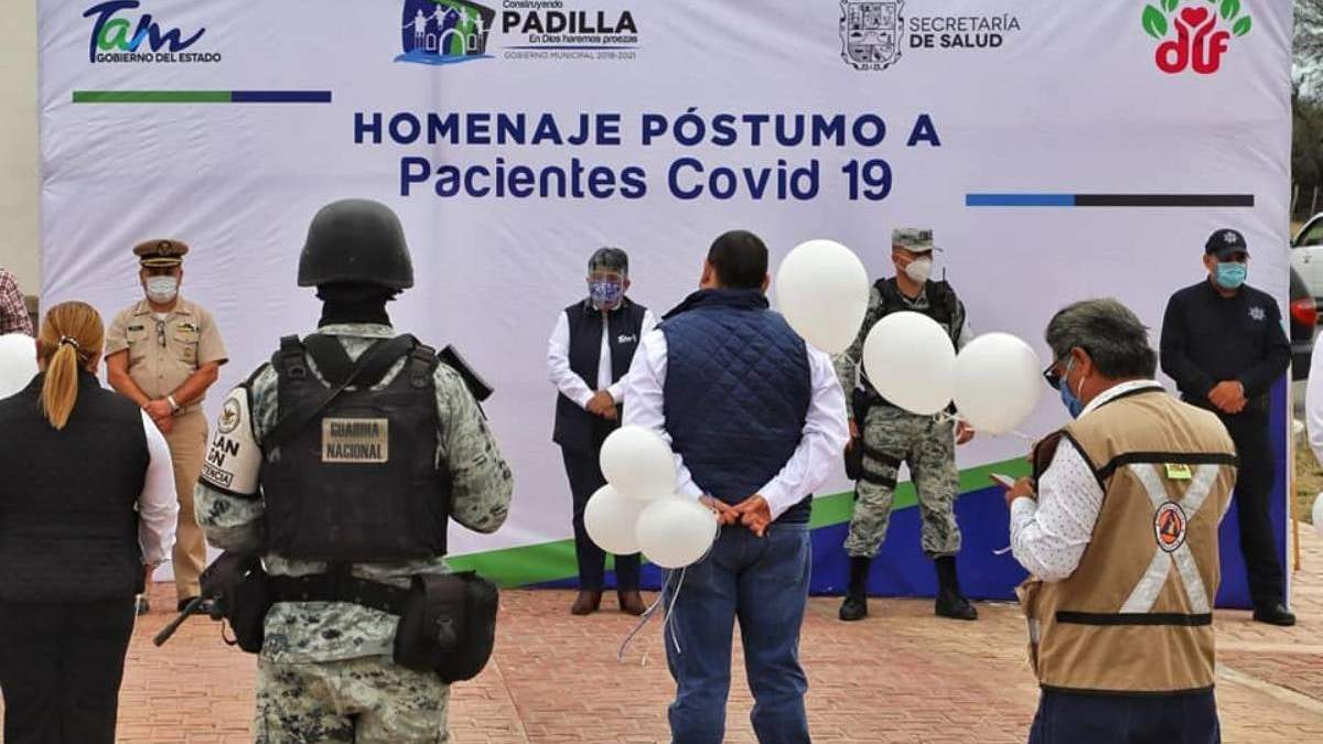 Homenaje póstumo a fallecidos por covid-19 en enero en Padilla, Tamaulipas