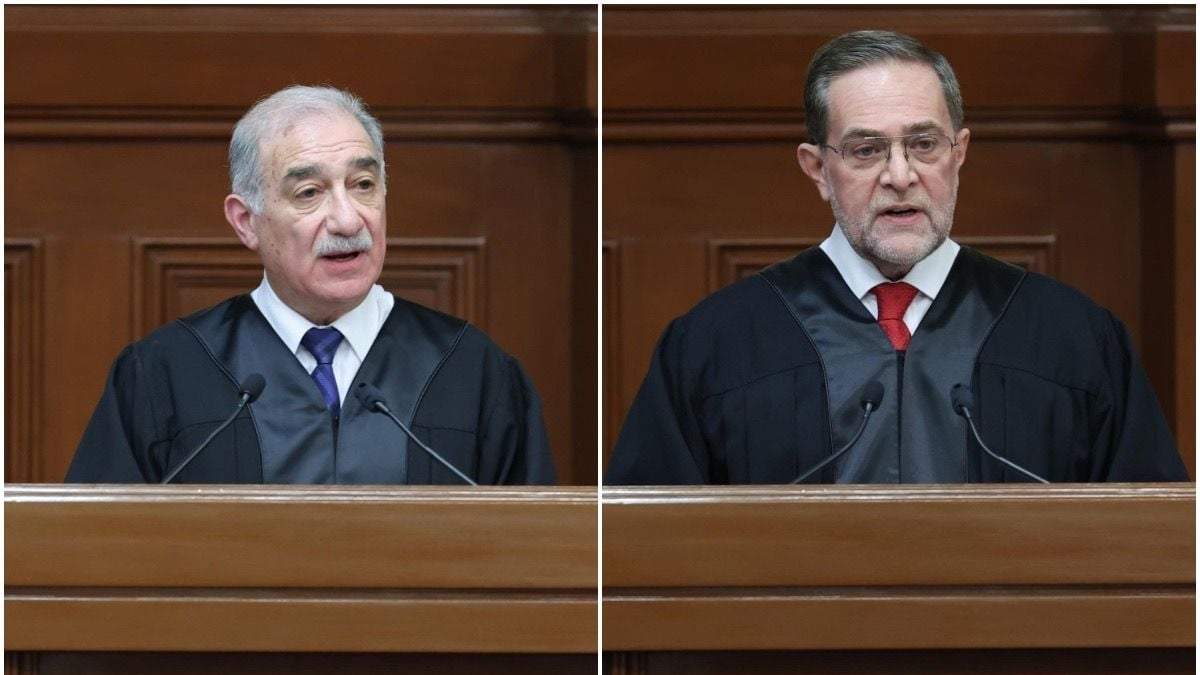 Los ministros Jorge Mario Pardo Rebolledo y Alberto Pérez Dayán