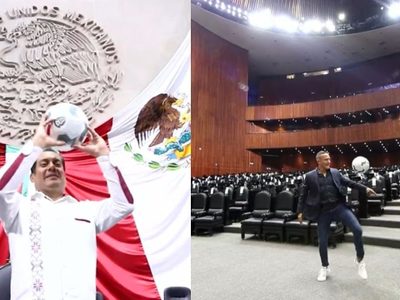 Gutiérrez Luna ahora usa San Lázaro como cancha de futbol y pelotea con el "Matador" Hernández