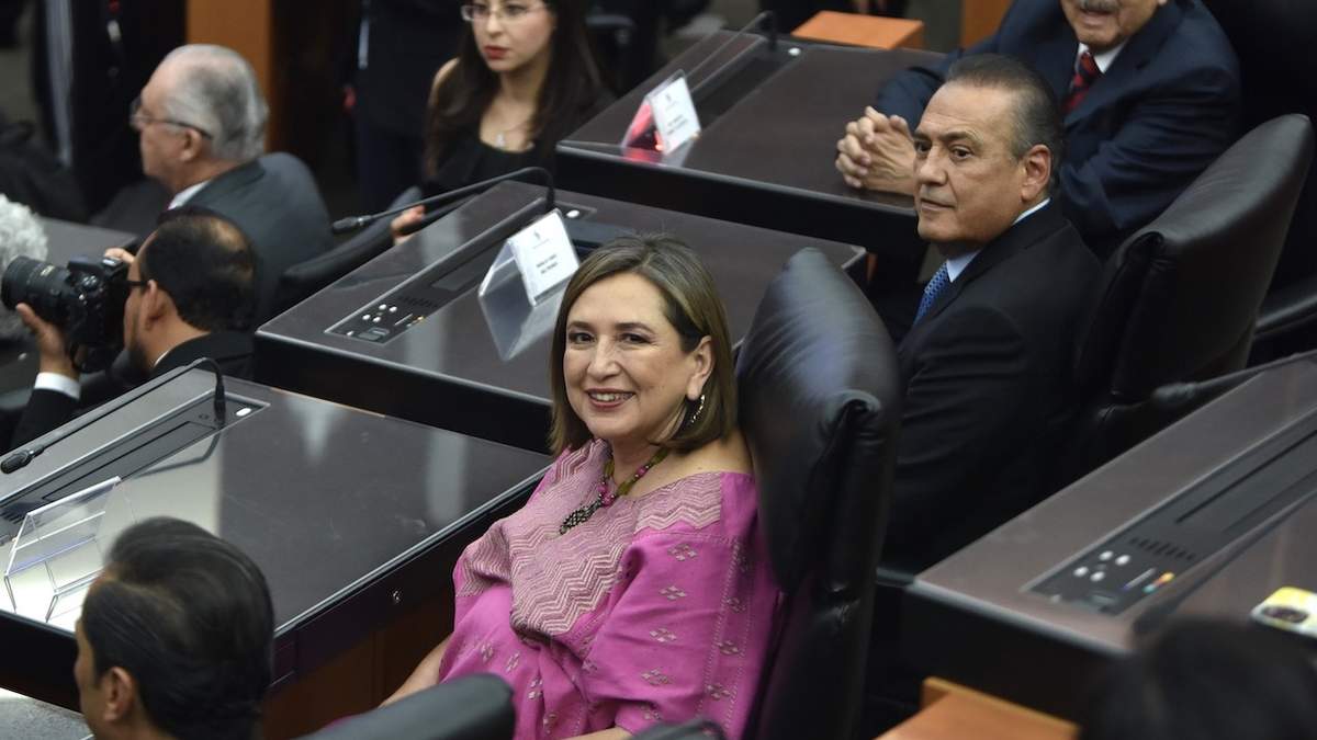 Xóchitl Gálvez y Manlio Fabio Beltrones en la sesión de este miércoles en el Senado