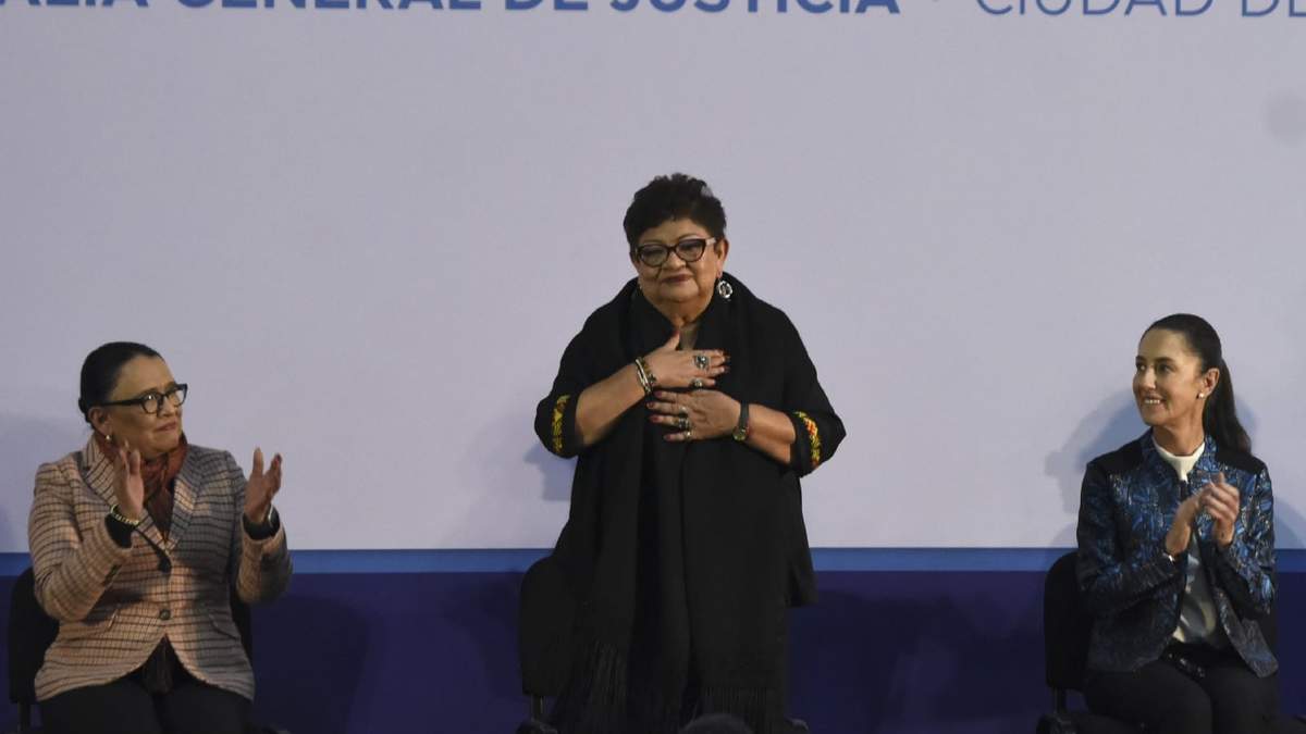 Rosa Icela Rodríguez, Ernestina Godoy Ramos y Claudia Sheinbaum, en un evento durante 2023