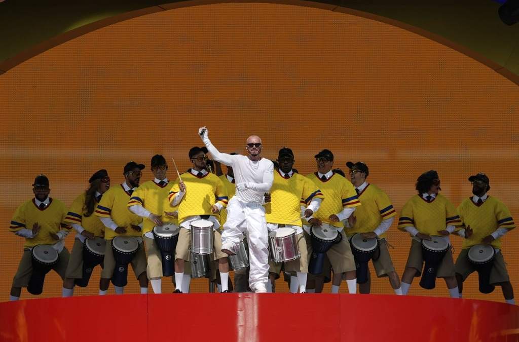 J Balvin en el entretiempo de la final del Mundial de Clubes entre el Chelsea y el PSG en estadio MetLife, East Rutherford, Nueva Jersey, el domingo 13 de julio de 2025