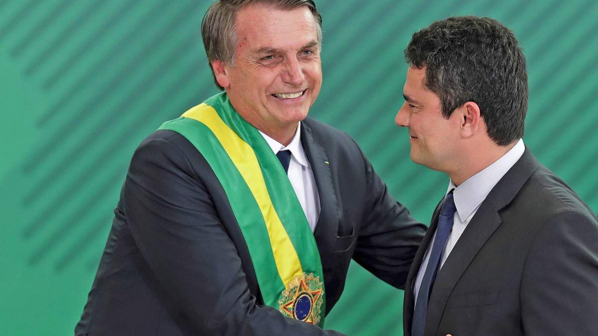 Presidente de Brasil, Jair Bolsonaro y su exministro de Justicia. Fuente: (Twitter)
