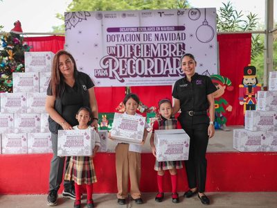 Entrega DIF Tamaulipas más de 100 mil dotaciones navideñas de desayunos escolares