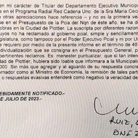Gloria Ruiz envió una carta documento a Andrés Peressini por declaraciones falsas
