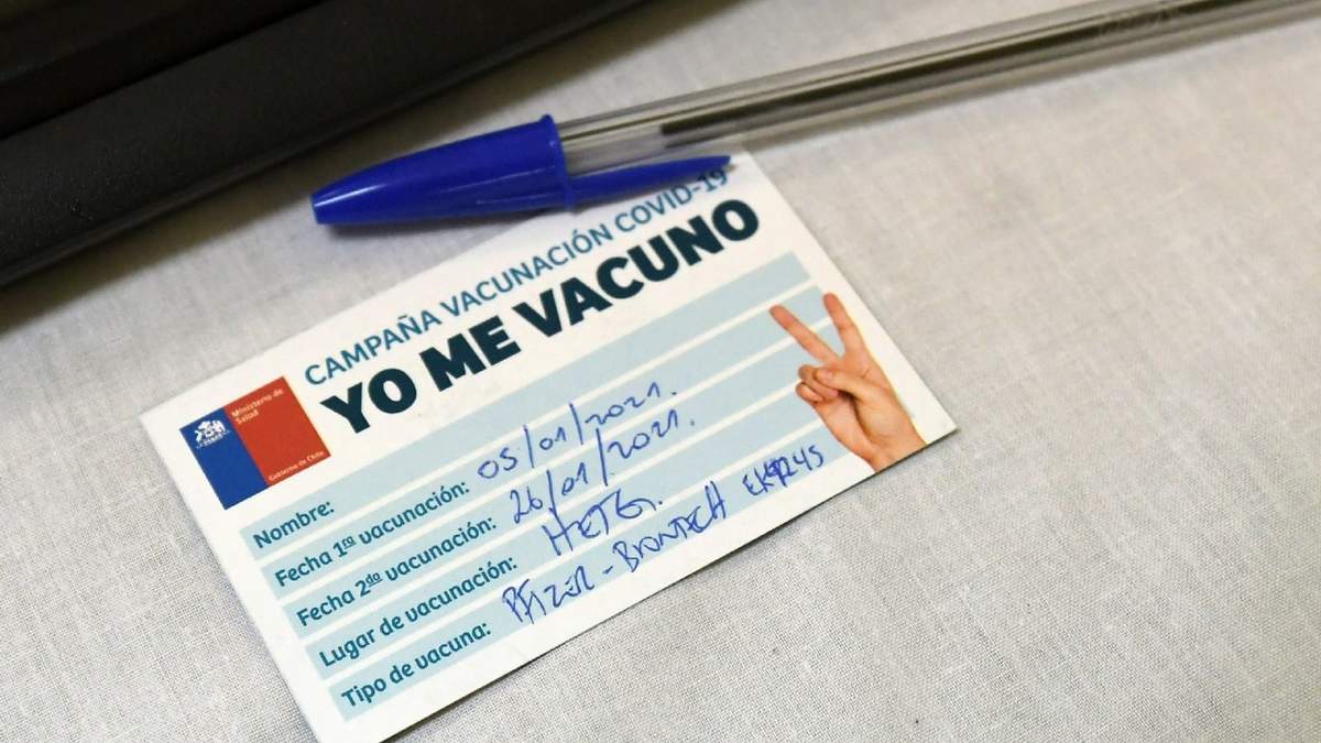 Carnet de vacunación contra la COVID 19 de Chile. Fuente: (Twitter)