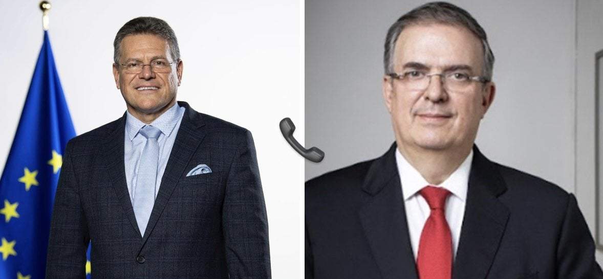 Maros Sefcovic, comisionado de Comercio y Seguridad Económica de la Comisión Europea, y Marcelo Ebrard, secretario de Economía