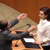 “¡Sentado y callado, y espere sus croquetas!”, lanza Lilly Téllez a Napoleón Gómez Urrutia (Video)
