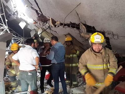 Derrumbe en centro cristiano de Tabasco deja 18 heridos