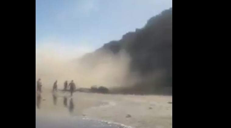 Derrumbe en la costa de Viedma. Fuente: (Twitter)