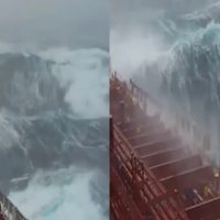 Tripulantes de barcos cargueros filman olas gigantes y las comparten en redes sociales