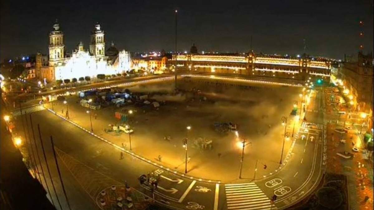 Una cámara de Webcams de México captó el desalojo del campamento