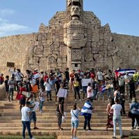 Cubanos en Yucatán exigen la renuncia de Miguel Díaz-Canel