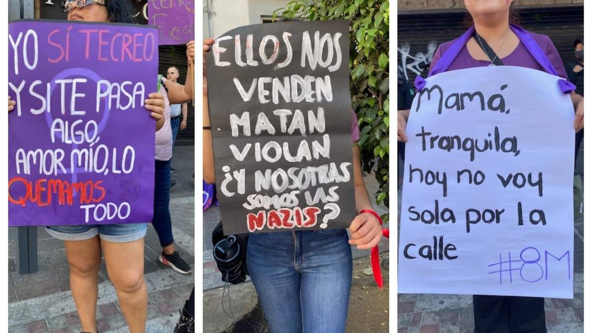 Consignas en la marcha feminista en Jalisco